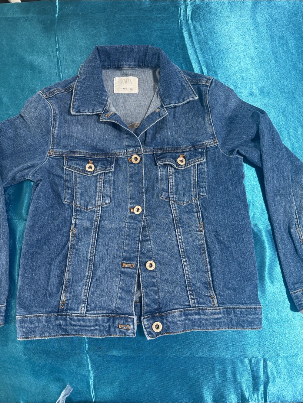 Zara Kids Medium Blue Denim Jacket with Button Front